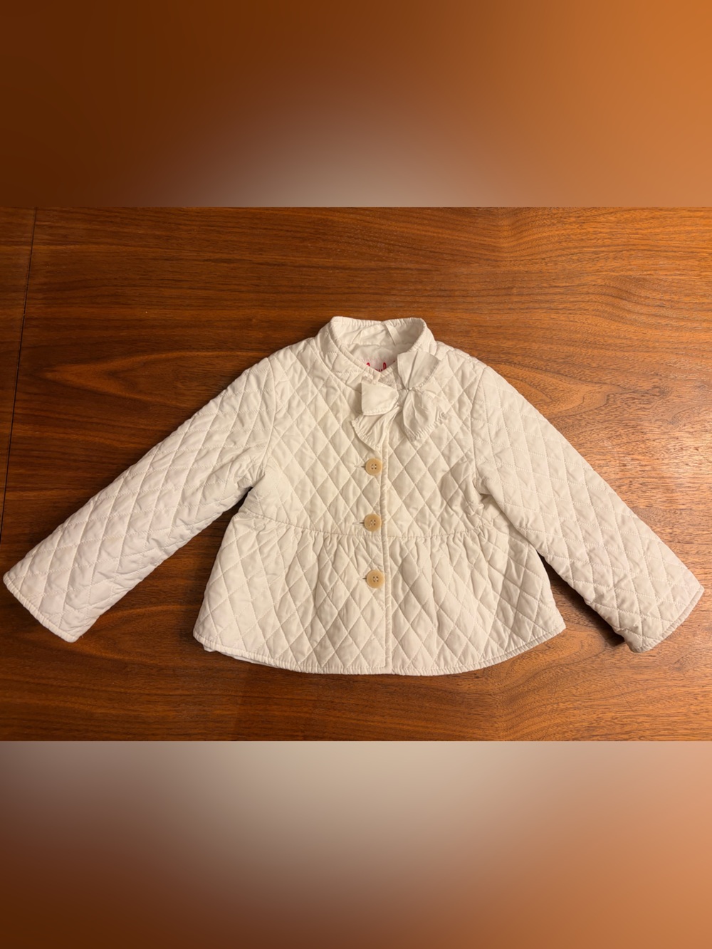 Il Gufo White Quilted Bow-Front Puffer Coat